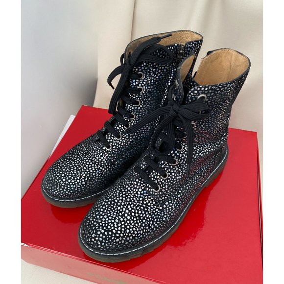 ** KIDS ** Pom D'Api "Sid Ranger" Silver Polka Dot Suede Boots, size 35 - Picture 15 of 16